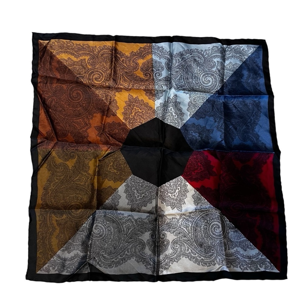 Ashear Vintage 9-Color 18” Square Scarf Hand Rolled Hem Twilly Multicolor